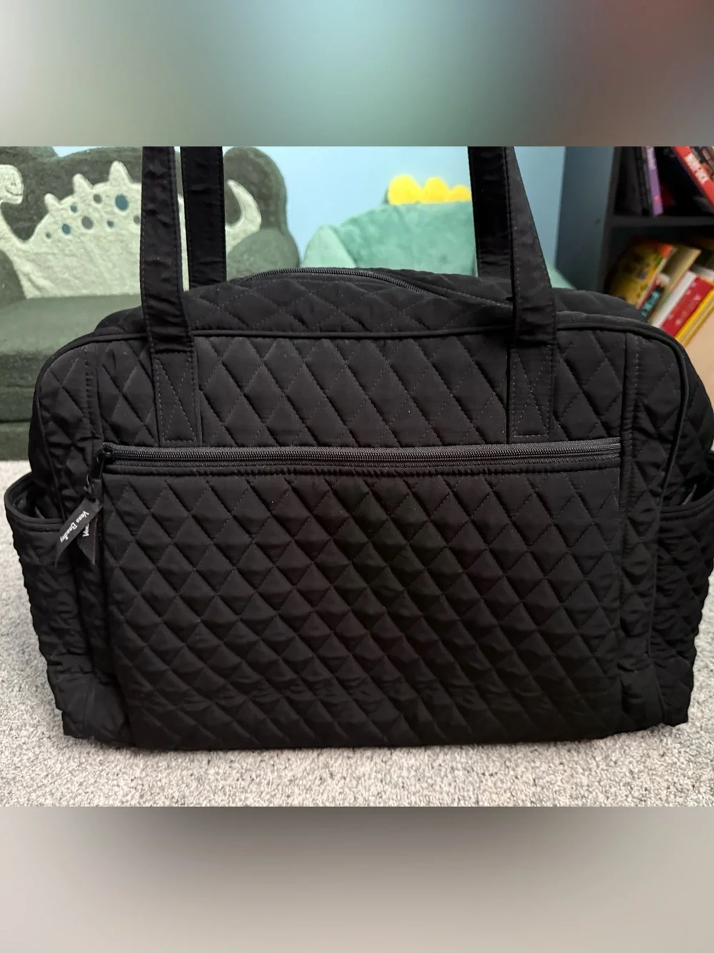 Vera Bradley Quilted Black Baby Bag with attached changing pad
